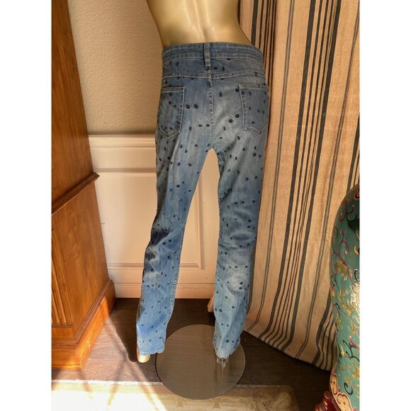 EUC Isabel Marant Embroidered Polka Dot Low Rise Straight Leg Jeans 12 - Picture 7 of 9